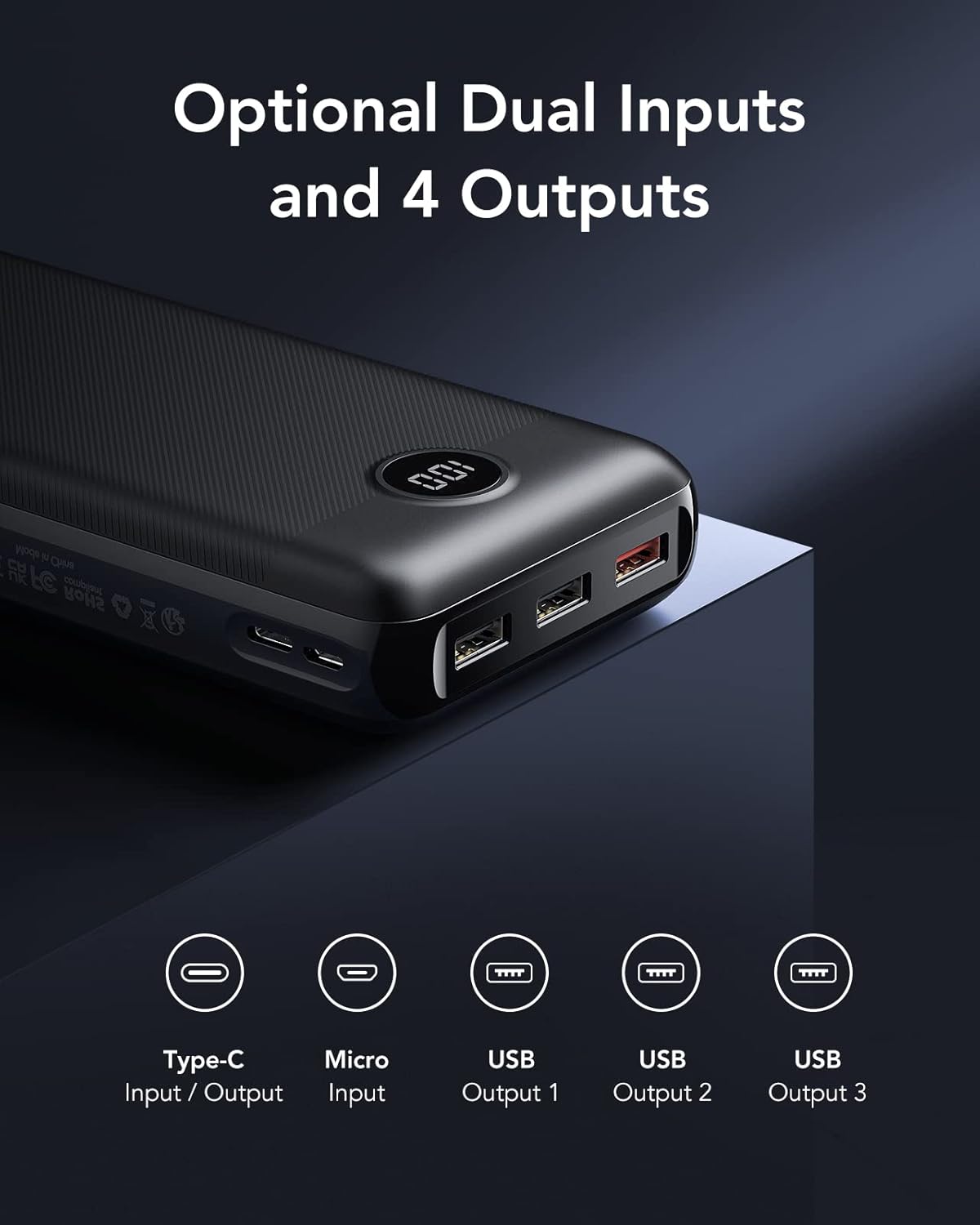 VEGER Batterie Externe 30000mAh Blanc