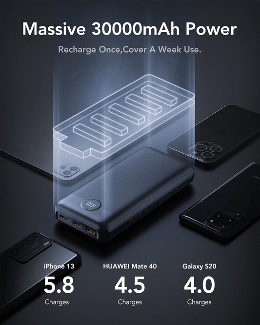 VEGER Batterie Externe 30000mAh Blanc